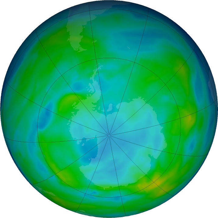 Antarctic ozone map for 20 May 2024
